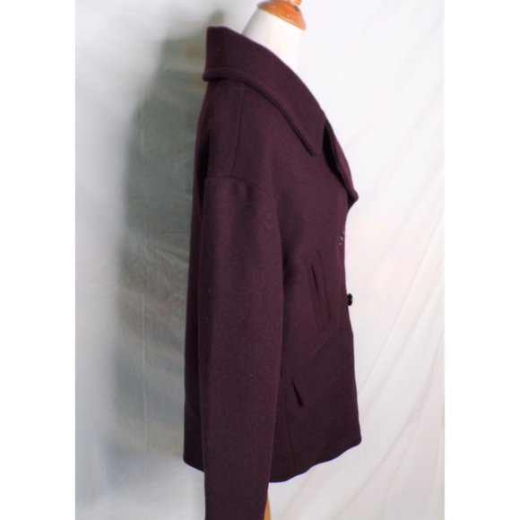 🆕NORDSTROM Double Breasted Elongated Peacoat Burgundy Small - Picture 9 of 13
